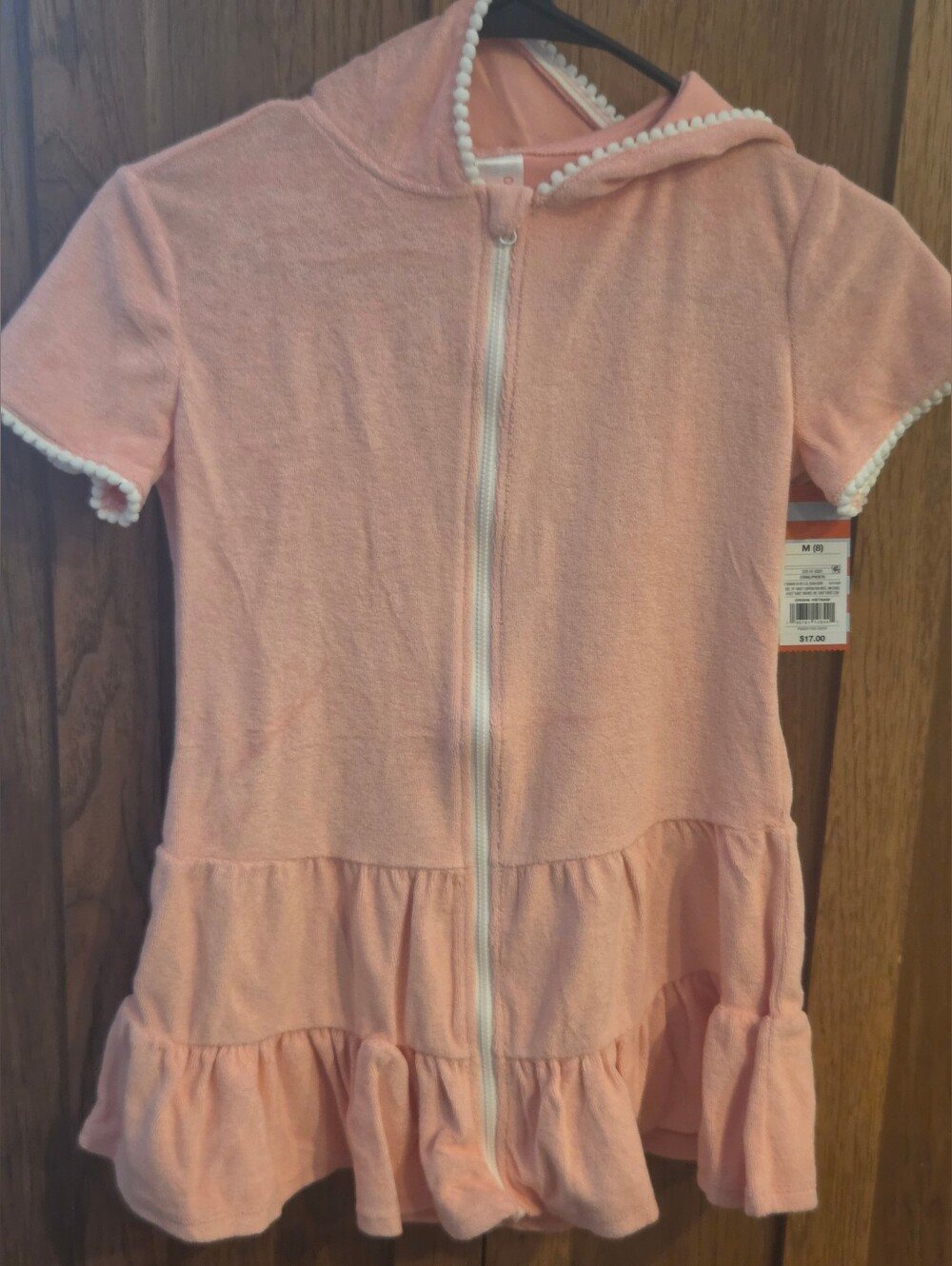 NWT Cat & Jack Girls Coral (Peach) Swimsuit Cover Up. Size M (8)